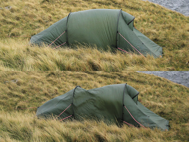 Tent Battered by Wind